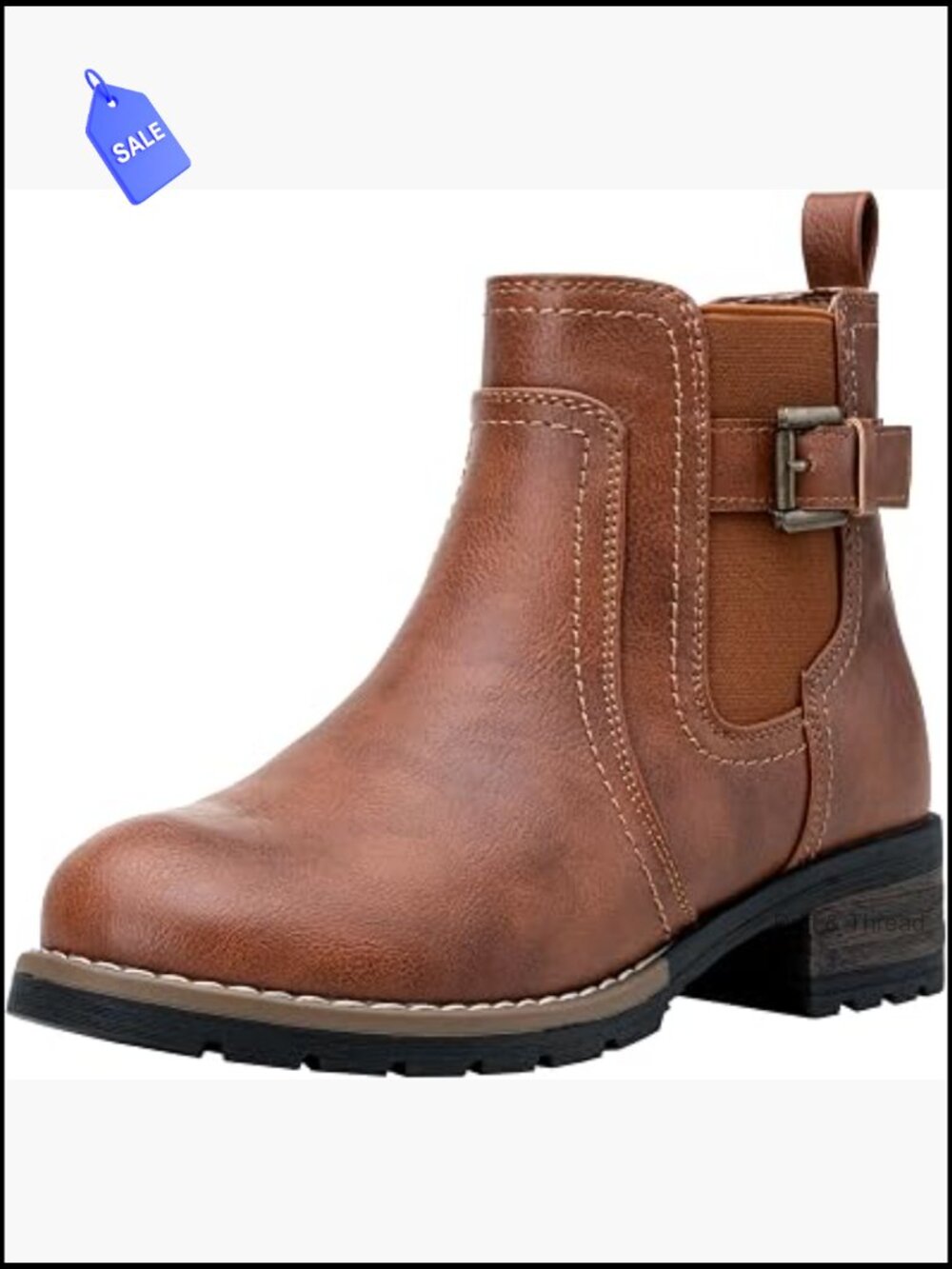 Women's Chelsea Ankle Boots Low Heel Side Zip Faux Leather Booties